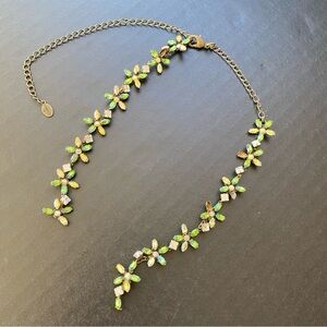 Vtg Sorelli Necklace Crystal Flowers Chain Signed BROKEN & MISSING 4 CRYSTALS
